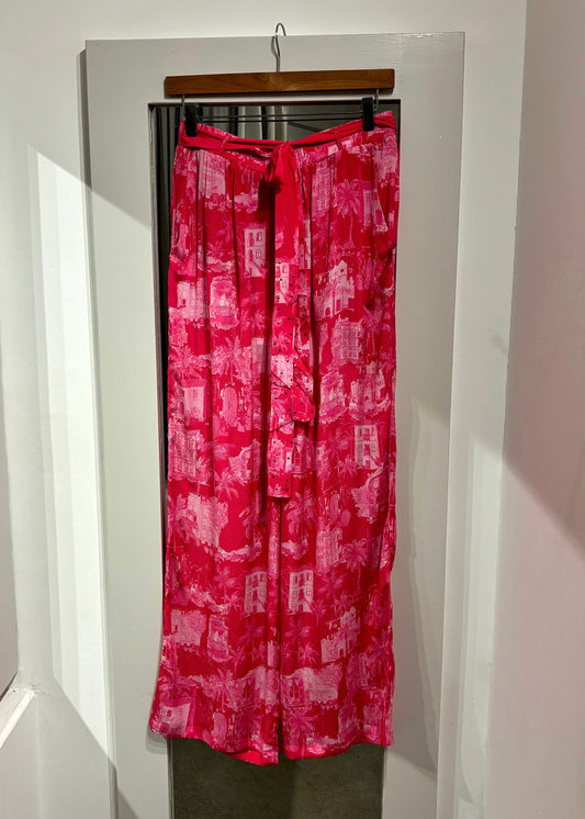 Inoa 100% Silk Fuchsia Floaty Trousers