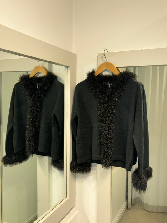 Faux Fur Trim Cardigan