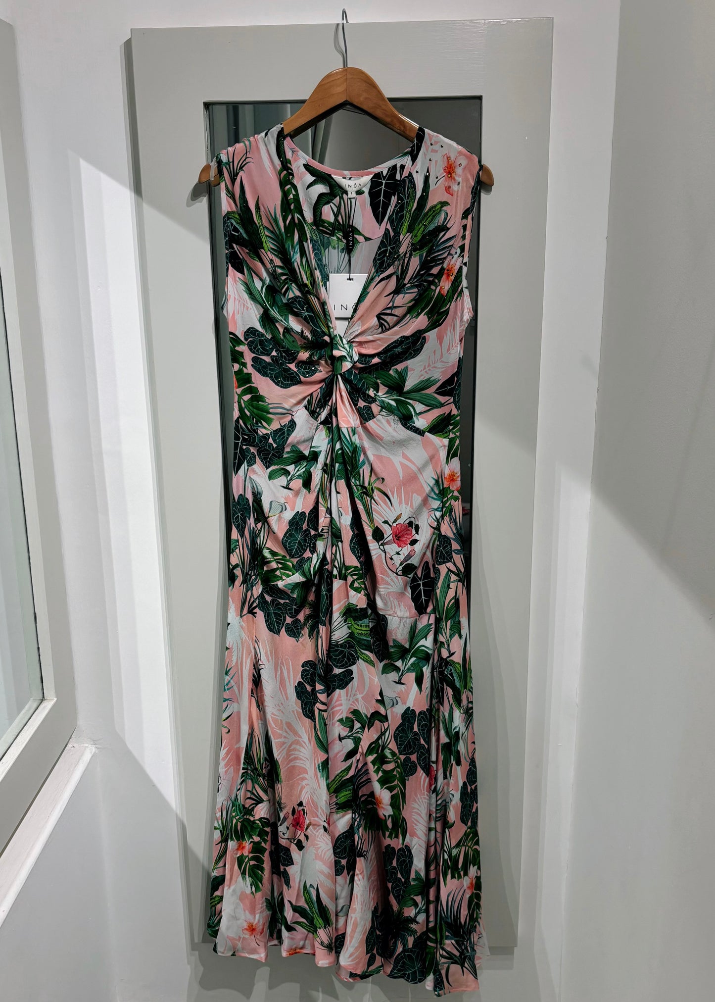 Inoa 100% Silk Palm Print Theodora Dress