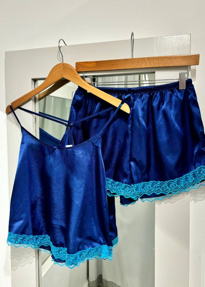 Midnight Blue Satin Nightwear Set