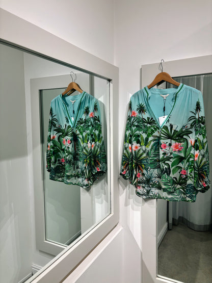 Inoa 100% Silk Palm Print Blouse