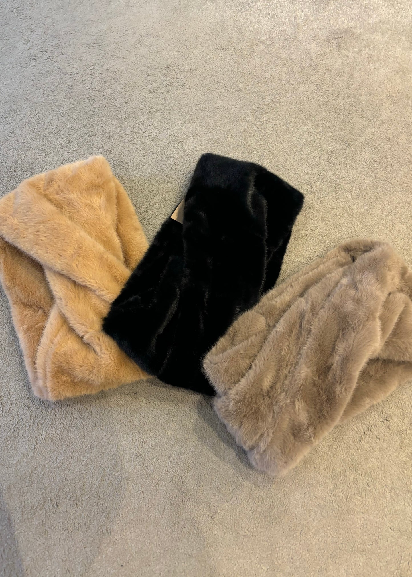 Faux Fur Snood Scarf- Taupe