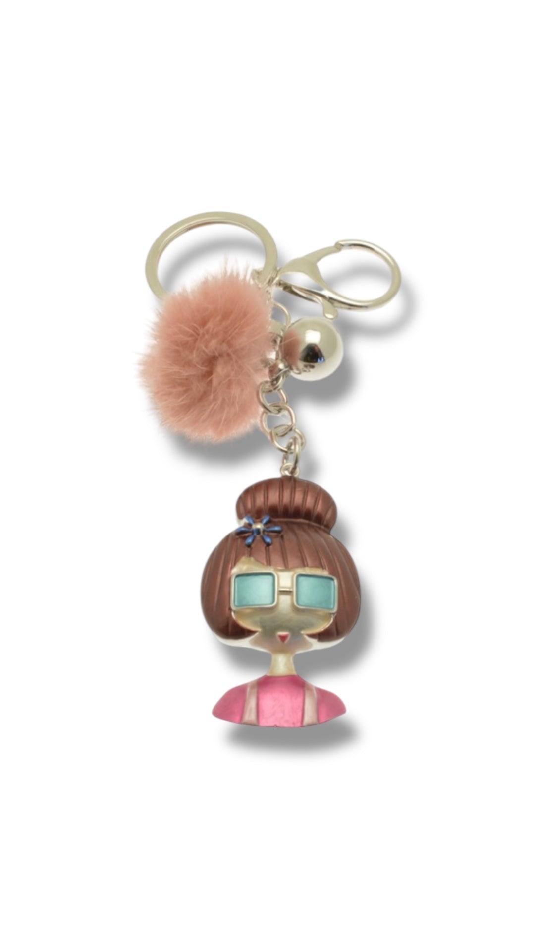 Lady Pom Pom Keyring In Pink