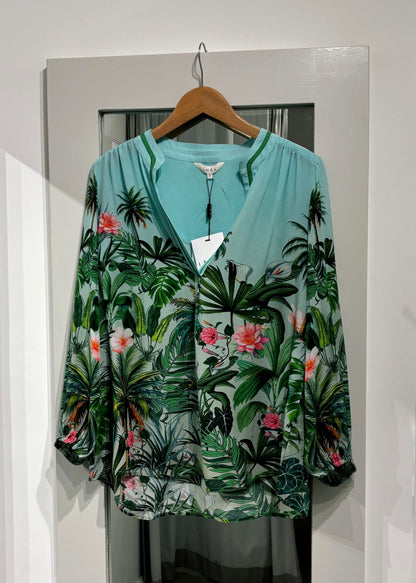 Inoa 100% Silk Palm Print Blouse