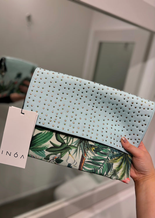 Inoa Crystal Palm Print Clutch Bag