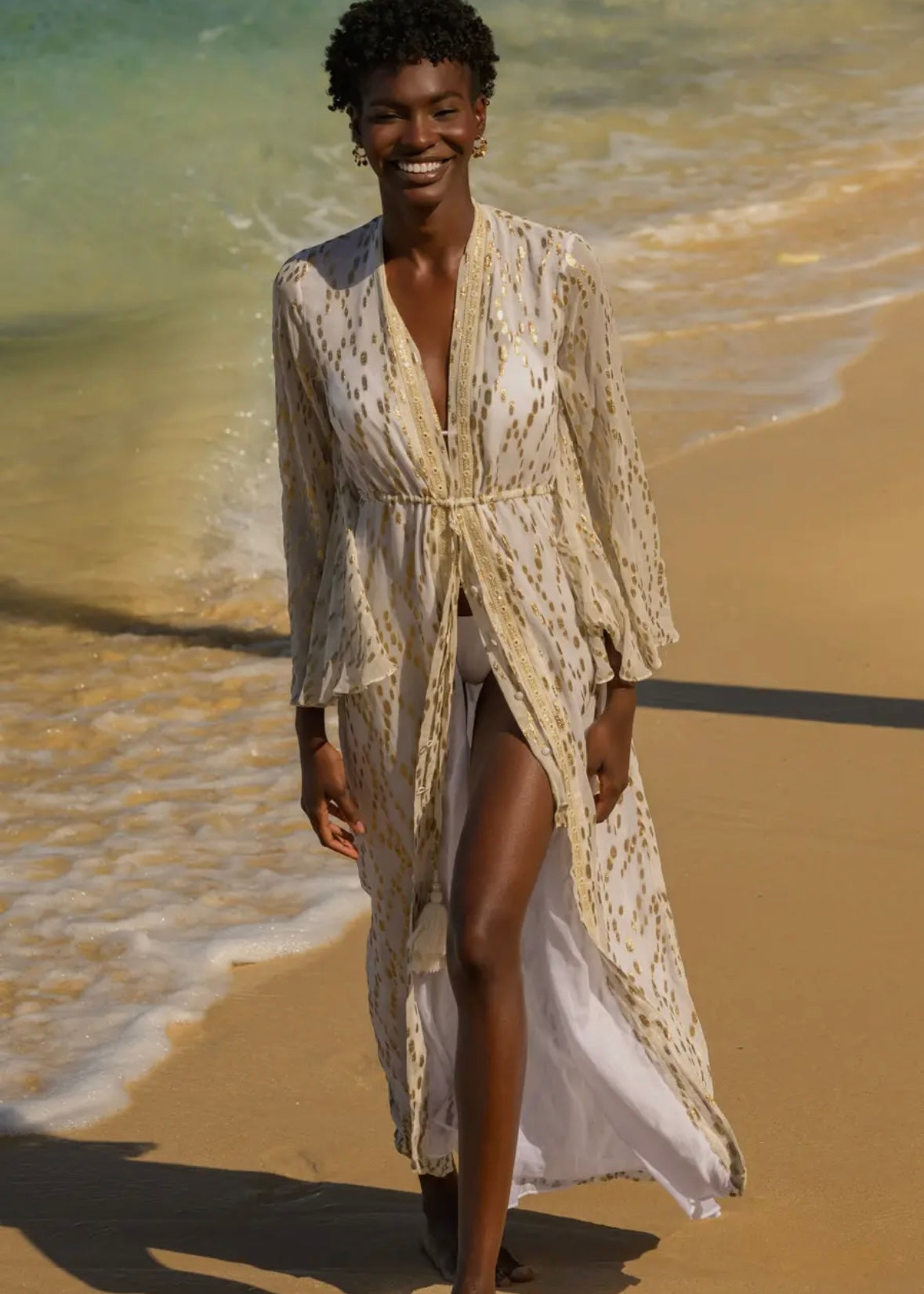 Sophia Alexia Bora Bora Gold Glow Kimono Dress