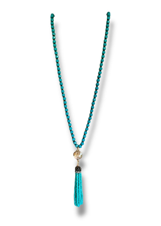 Blue Tassel Necklace