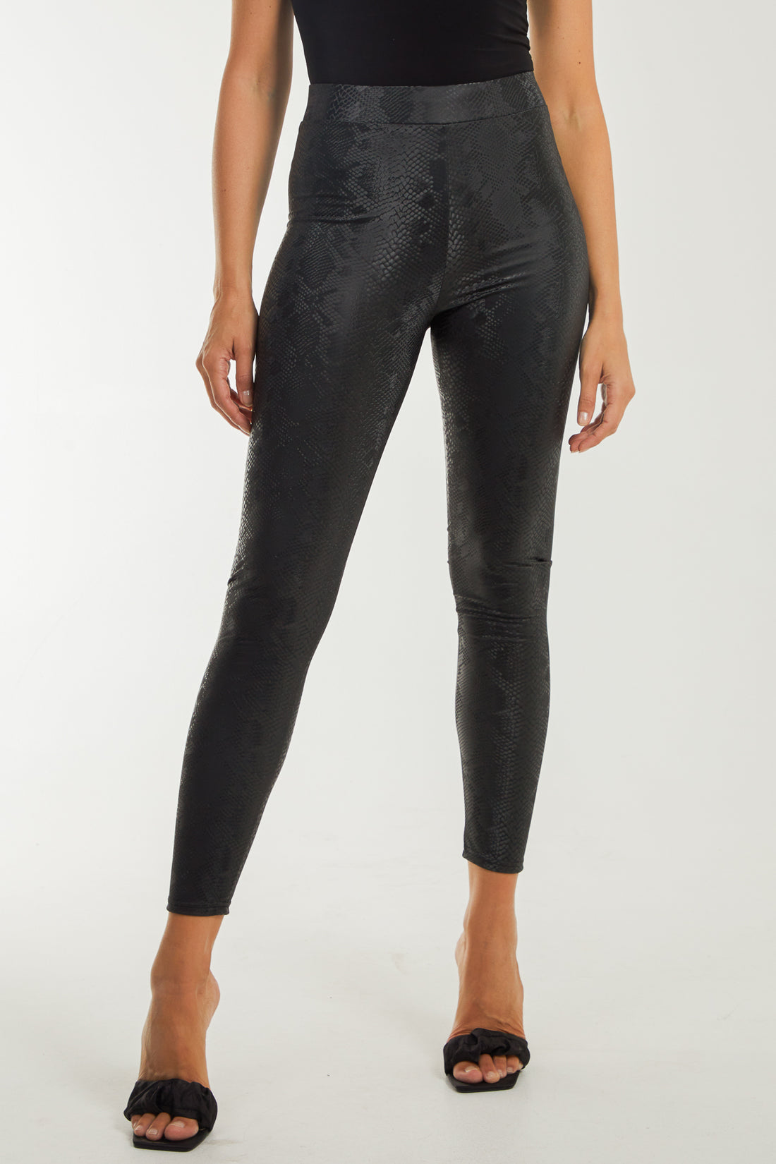 SNAKE PRINT FAUX LEATHER LEGGINGS